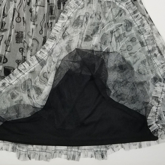 Disney's D-Signed Alice In Wonderland Black & White Print Layered Tulle Skirt - Picture 6 of 9